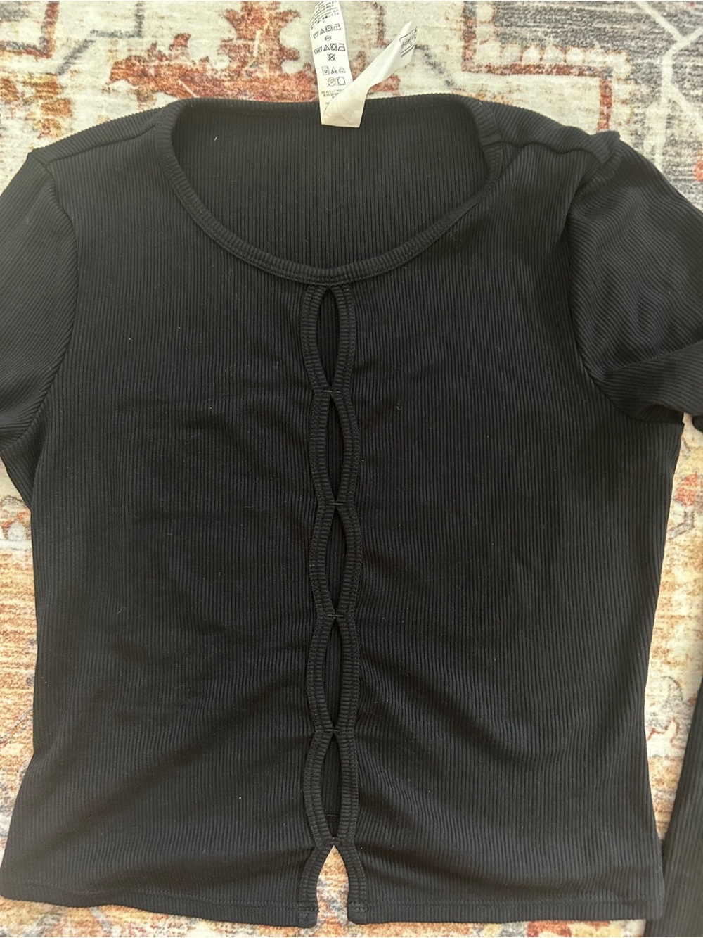ALO Yoga Womens Black Wide-Leg Lounge Pants and Keyhole Chain Top - Picture 4 of 6